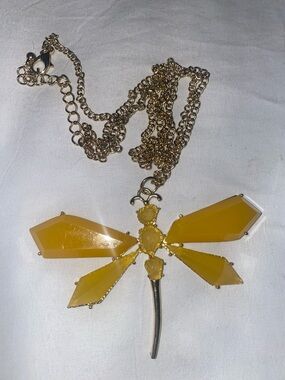 Gold-Tone Yellow Dragonfly Pendant Necklace - Women's Jewelry
